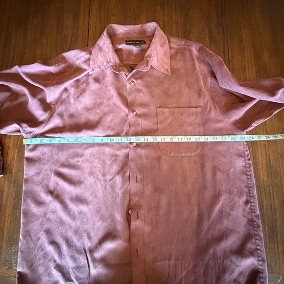 Croft & Barrow Burgundy Faux Suede Long Sleeve Button Down, Size Large - Picture 12 of 12